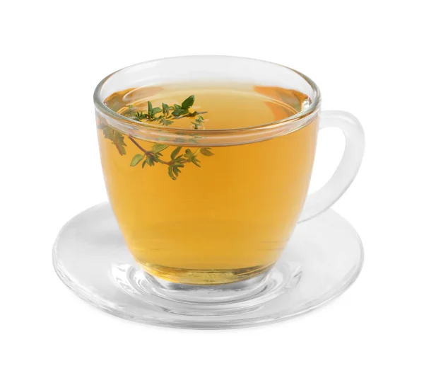 Ароматический Травяной Чай Тимьяном Изолирован Белом — стоковое фото