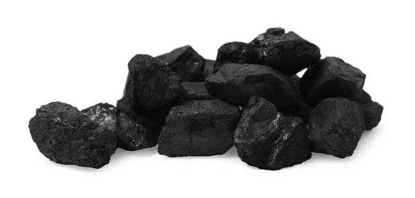 Montón Carbón Negro Aislado Sobre Blanco —  Fotos de Stock