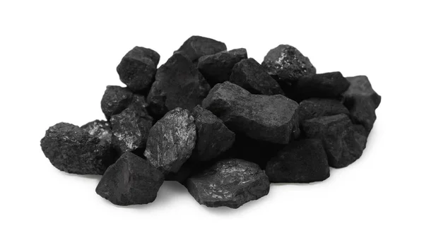 Montón Carbón Negro Aislado Sobre Blanco — Foto de Stock