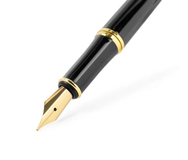 Stylish Black Fountain Pen Isolated White — Stock Photo, Image