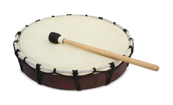 Modern Drum Drumstick Isolated White — Stock Photo, Image