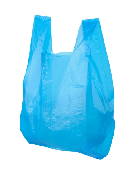 Один Світло Блакитний Пластиковий Пакет Ізольований Білому — стокове фото