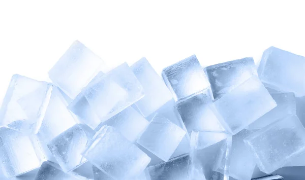 Many Clear Ice Cubes White Background Top View — Stock Photo, Image