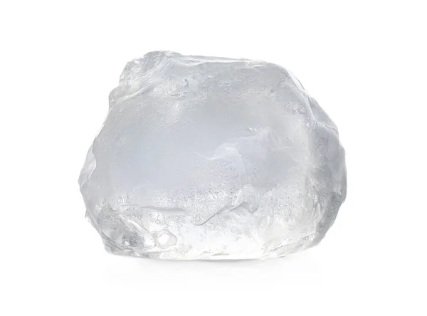 Cubo Gelo Cristalino Isolado Branco — Fotografia de Stock