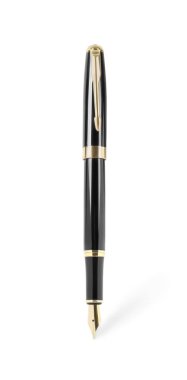 Beyaz üzerine izole edilmiş siyah dolma kalem.
