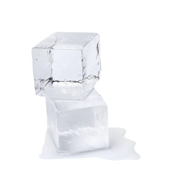 Glaçons Cristallins Isolés Sur Blanc — Photo