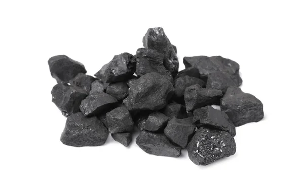 Pile Black Coal Isolated White — Stock Photo, Image