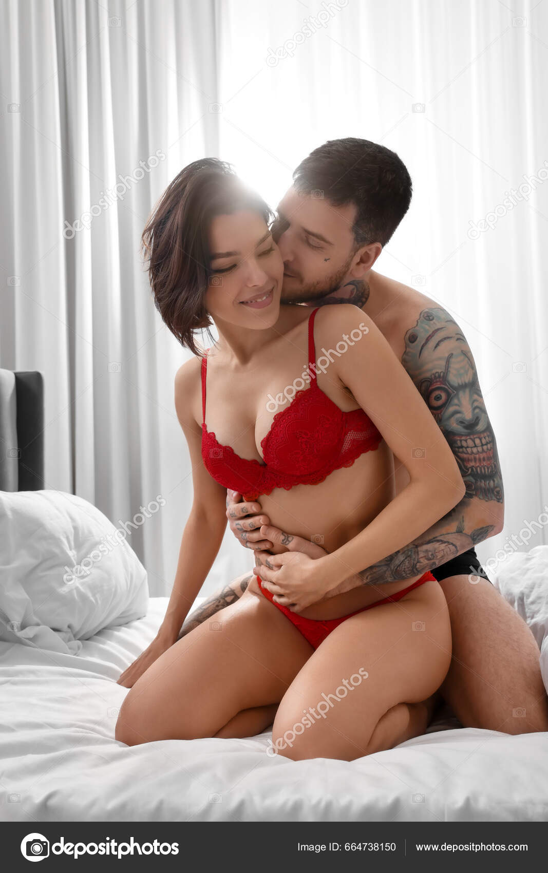 Passionate Couple Having Sex Bed Home Stock Photo by ©NewAfrica 664738150