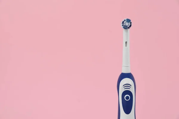 Electric Toothbrush Pink Background Space Text — Stock Photo, Image
