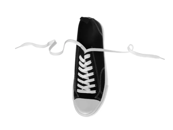 Une Sneaker Old School Classique Noire Isolée Sur Blanc — Photo