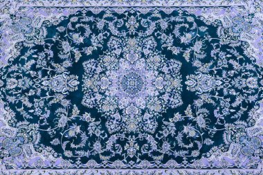 Soft blue carpet with beautiful pattern as background, top view clipart