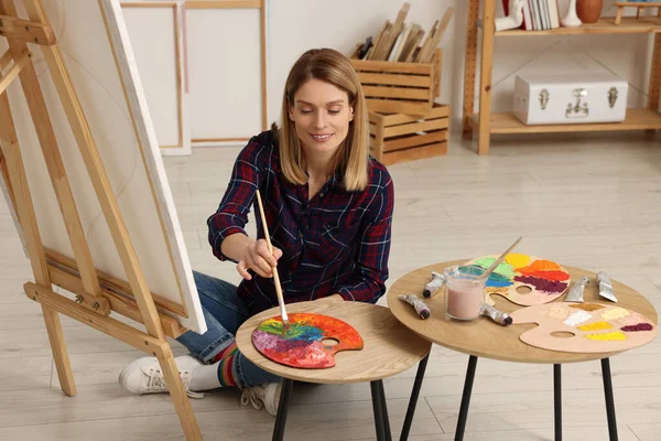 Easel Canvas Chair Window Artist's Studio Creative Hobby Stock