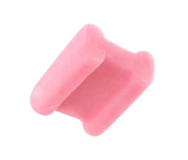 一个粉红色的咀嚼泡泡糖隔离在白色上 — 图库照片