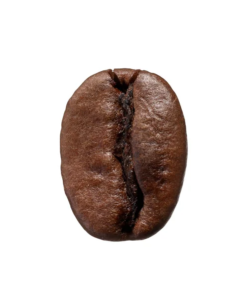 白で隔離された香り高い焙煎コーヒー豆一つ — ストック写真