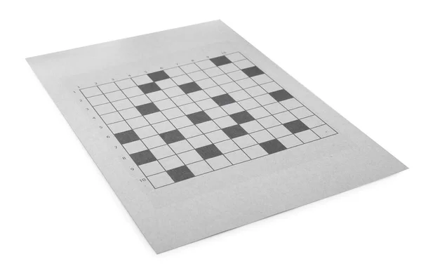 空白纵横字谜隔离在白色上 智力娱乐 — 图库照片