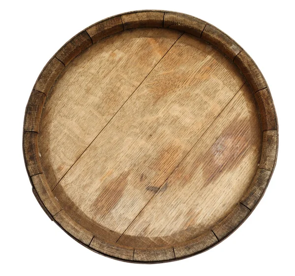 Wooden Barrel Isolated White Top View — Stock Photo, Image