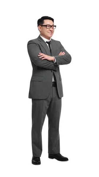 白地に眼鏡をかけたスーツ姿のビジネスマン — ストック写真