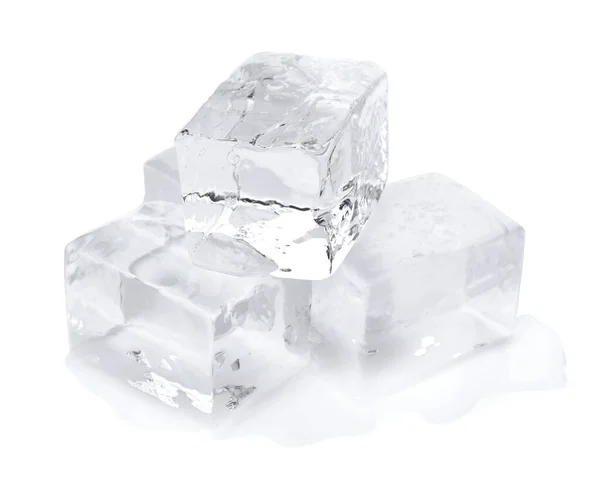 Muchos Cubos Hielo Cristalino Aislados Blanco —  Fotos de Stock