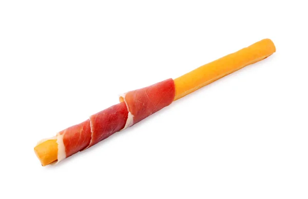 Delicious Grissini Stick Προσούτο Απομονώνονται Λευκό — Φωτογραφία Αρχείου