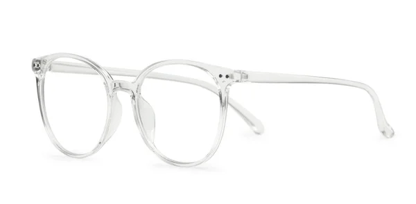 Stilvolle Gläser Mit Transparentem Rahmen Isoliert Auf Weiß — Stockfoto