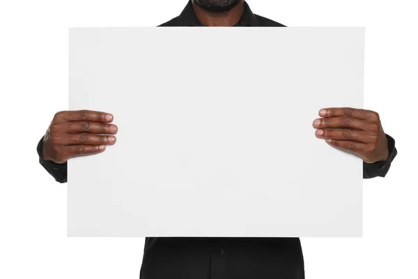 Afrikai Amerikai Férfi Fehér Háttérrel Közelről Mockup Tervezéshez — Stock Fotó