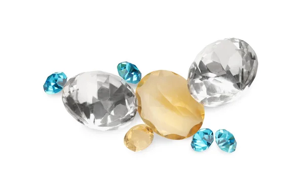 Beyaza Izole Edilmiş Mücevherler Için Farklı Güzel Taşlar — Stok fotoğraf