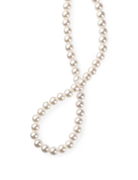 Elegant Pärla Halsband Isolerad Vit Ovanifrån — Stockfoto