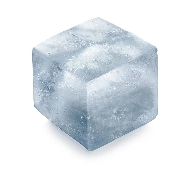 Cubo Hielo Cristalino Aislado Blanco — Foto de Stock
