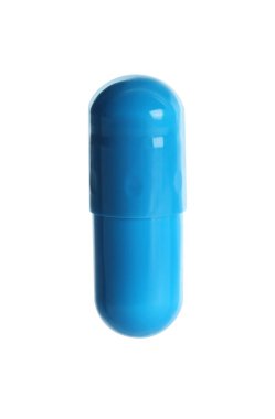 Beyaza izole edilmiş bir hap. İlaç tedavisi.