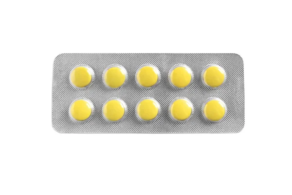 Blister Pills White Background Top View — Stock Photo, Image