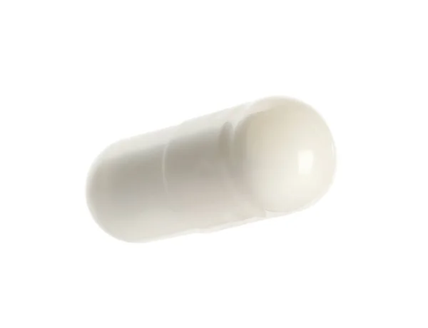 Una Pillola Isolata Bianco Terapia Farmacologica — Foto Stock