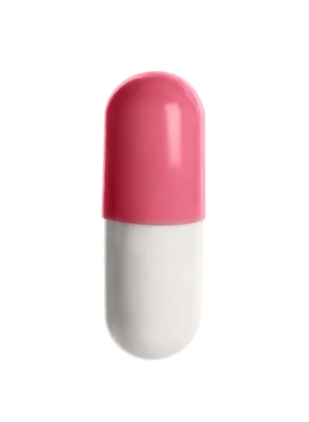Une Pilule Isolée Sur Blanc Traitement Médicinal — Photo