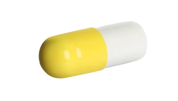 Una Pillola Isolata Bianco Trattamento Farmacologico — Foto Stock