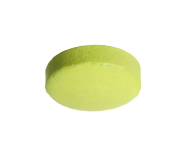 Uma Pílula Verde Claro Isolado Branco — Fotografia de Stock
