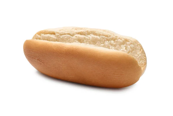 Frissen Vágott Zsemle Hot Dog Fehér Háttér — Stock Fotó