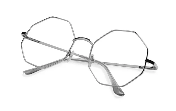 Metal Çerçeveli Gözlük Beyaza Izole Edilmiş — Stok fotoğraf
