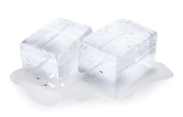 Κρύσταλλο Σαφές Παγάκια Απομονώνονται Λευκό — Φωτογραφία Αρχείου