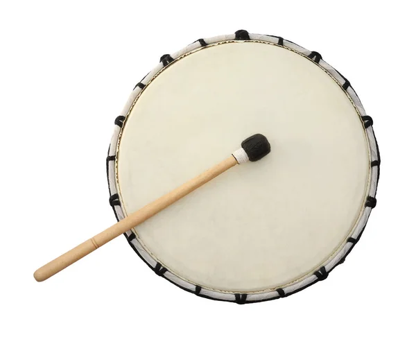Modern Drum Drumstick Isolated White Top View — Stock Photo, Image