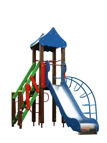 Playset Livre Colorido Isolado Branco Equipamento Parque Infantil Moderno — Fotografia de Stock