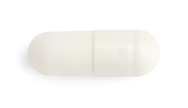 Una Píldora Aislada Blanco Vista Superior — Foto de Stock