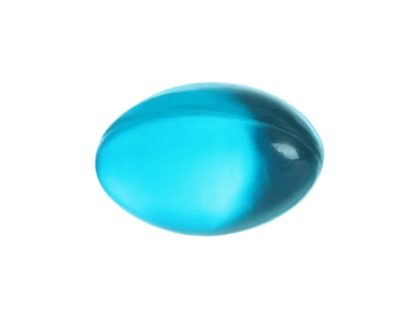 Eine Hellblaue Pille Auf Weißem Hintergrund Medizinische Behandlung — Stockfoto