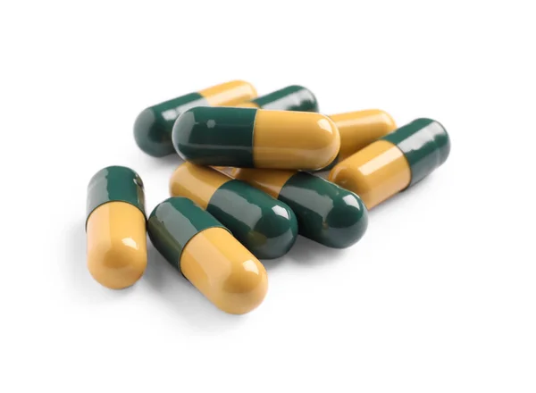Sok Tablettát Izoláltak Fehéren Gyógyszeres Kezelés — Stock Fotó