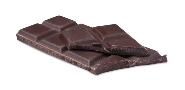 Bitar Läcker Mörk Choklad Bar Vit Bakgrund — Stockfoto