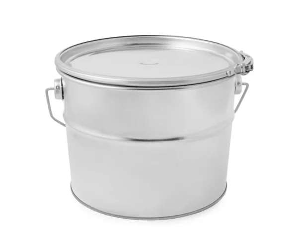New Metal Paint Bucket Isolated White Royalty Free Stock Photos