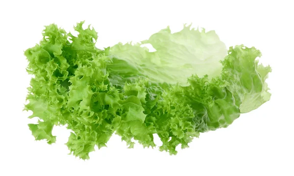 Una Hoja Lechuga Verde Aislada Blanco Ensalada Verduras —  Fotos de Stock