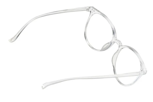 Κομψά Γυαλιά Διάφανο Πλαίσιο Που Απομονώνονται Λευκό — Φωτογραφία Αρχείου