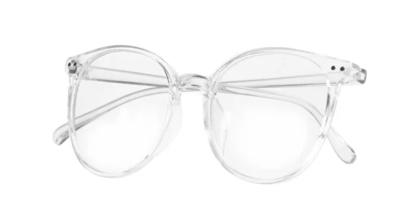 Elegantes Gafas Con Montura Transparente Aisladas Blanco — Foto de Stock
