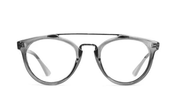 Gri Çerçeveli Şık Gözlükler Beyaza Izole Edilmiş — Stok fotoğraf
