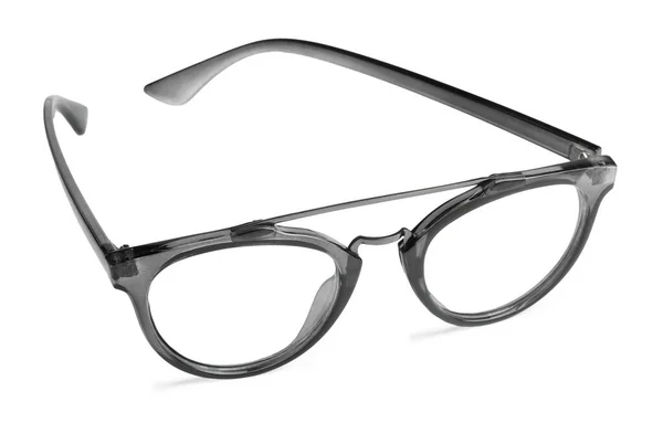 Stylish Glasses Grey Frame Isolated White — Stock Photo, Image
