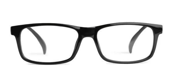 Óculos Elegantes Com Moldura Preta Isolada Branco — Fotografia de Stock